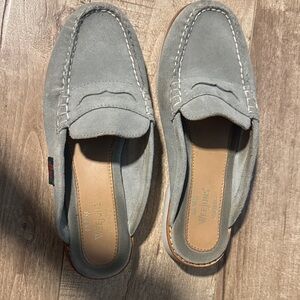 Women’s Blue Grey Suede Slip-On Loafers